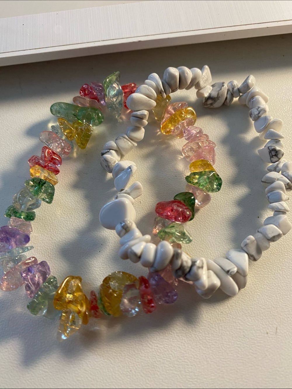 Kids Multicolor Beaded Stretch Bracelets with White Howlite Chips